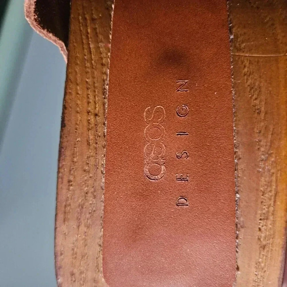 Asos Design |  BROWN Suede Clogs Mules with Antique Gold Tone Studs - Picture 6 of 11